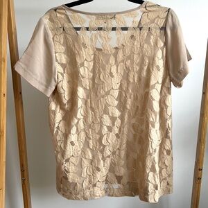 Chic Floral Lace Beige Blouse